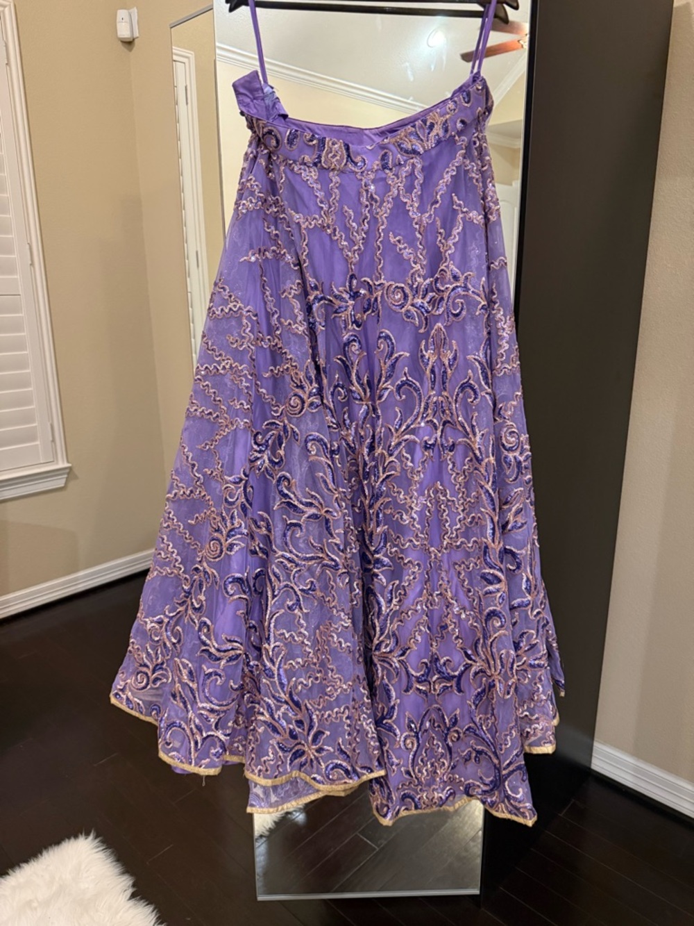 Lavender Embroidered A-Line Women's Skirt